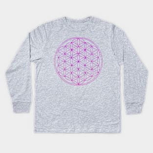 Violet Sacred Geometry Kids Long Sleeve T-Shirt